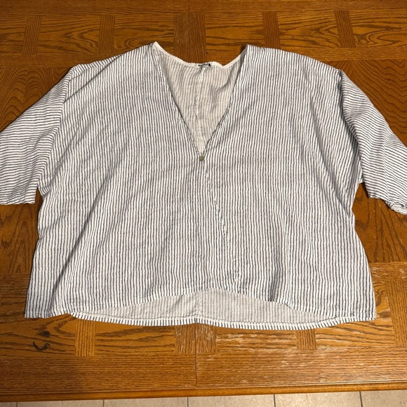 Meo Meli Linen Blend Kimono Top Cardigan Striped O/S Lagenlook Relaxed Fit Boho - Picture 3 of 16